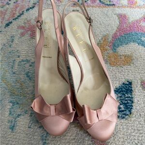 Something Bleu Bridal Satin Bow Heels in Pink